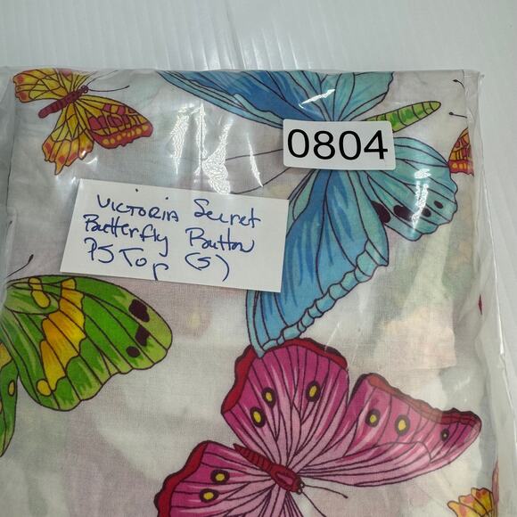 Victorias Secret Y2K Pajama Shirt S Pocket Button Butterfly Whimsy Fairy Summer - Picture 12 of 12